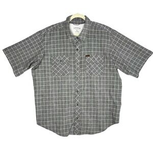 Orvis Classic Men's Shirt Check Gray White Short Sleeve Button-Up Size XXL